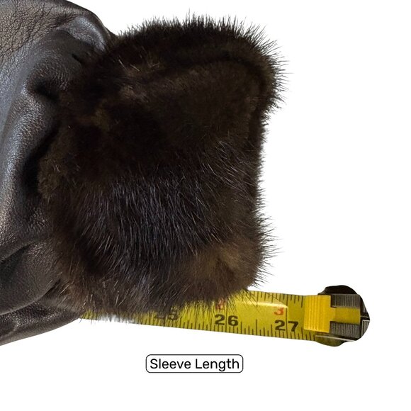 Vintage Mink Lined Genuine Leather Bomber Jacket - Picture 6 of 9